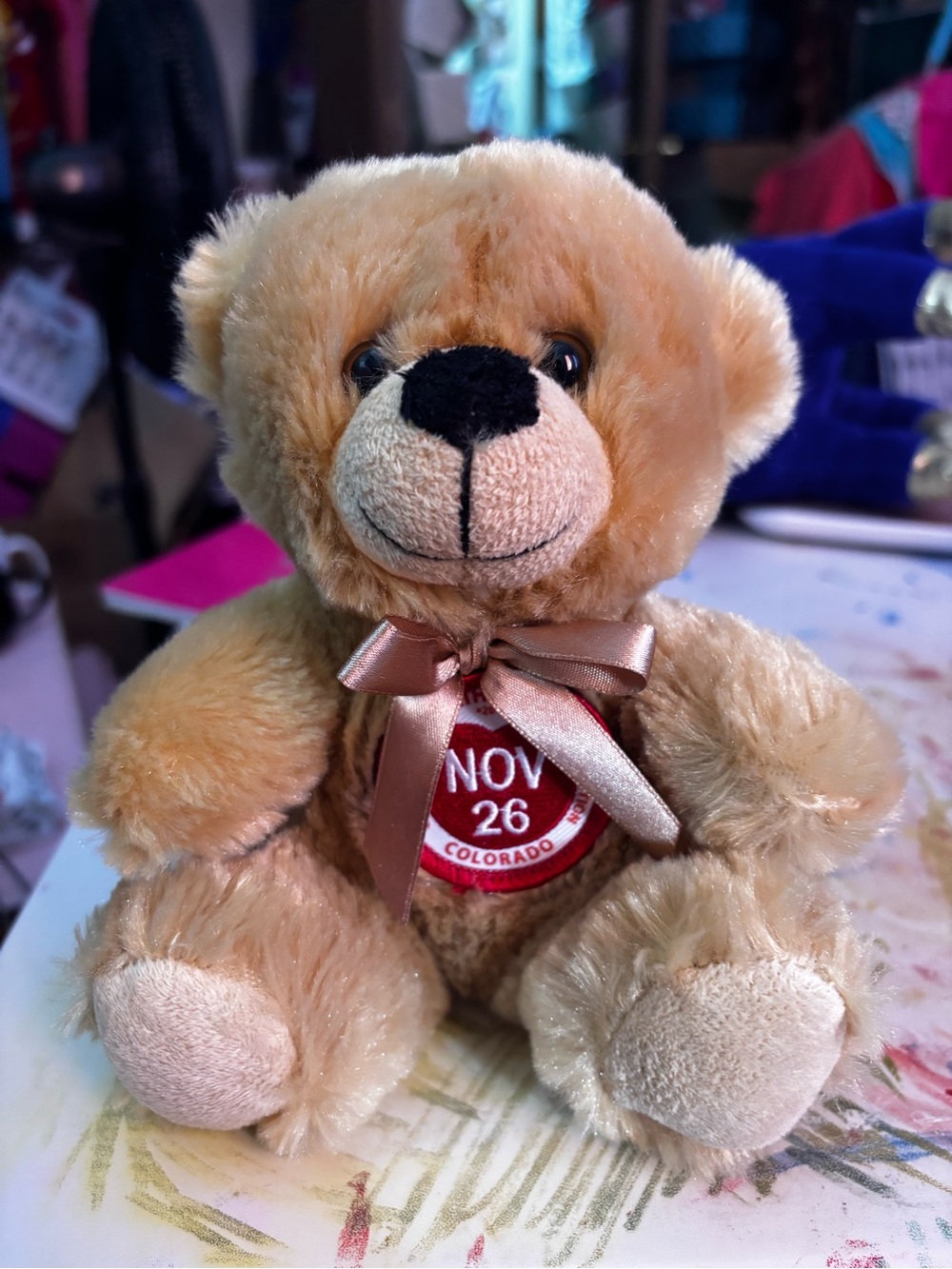 Brown Plush Teddy Bear with NOV 26 birthday Patch